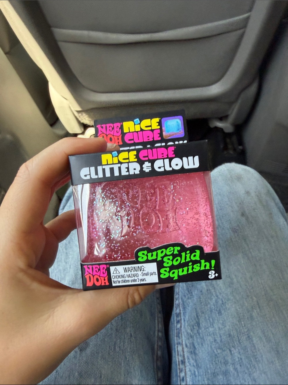 Needoh Nice Cube Glitter & Glow Super Solid Squish - Pink